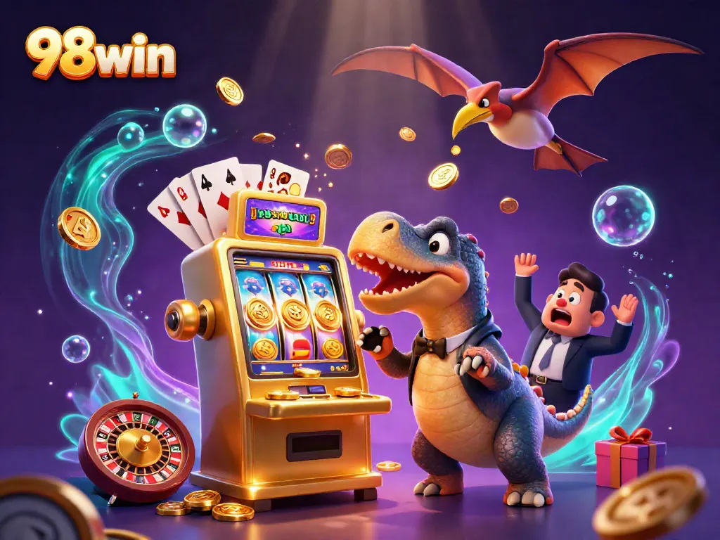 Catch golden coins with exciting slots gameplay at 98win, featuring vibrant characters!