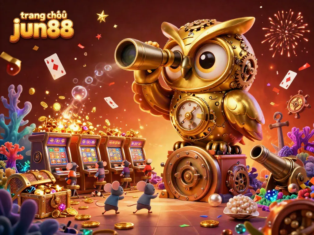 Engage in thrilling action at trang chủ jun88 with a clockwork owl surveying an enchanting casino floor.