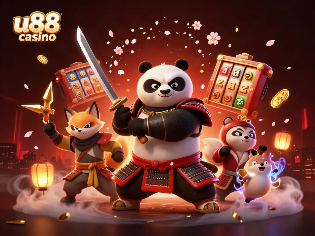 Engage in thrilling gameplay at u88 casino featuring vibrant 3D characters amidst lively slot games.
