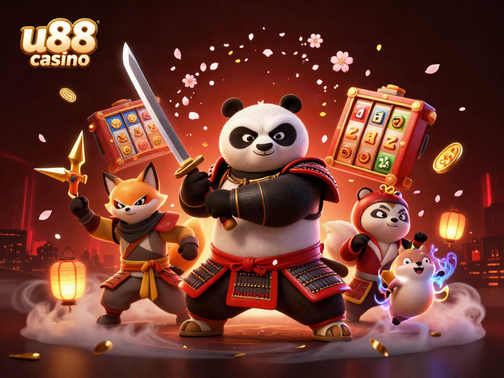 Engage in thrilling gameplay at u88 casino featuring vibrant 3D characters amidst lively slot games.