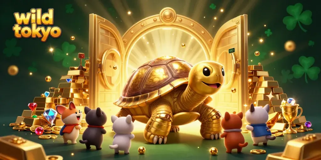 Experience the excitement of wild tokyo casino with a vibrant and dynamic illustration featuring a golden tortoise pinball.