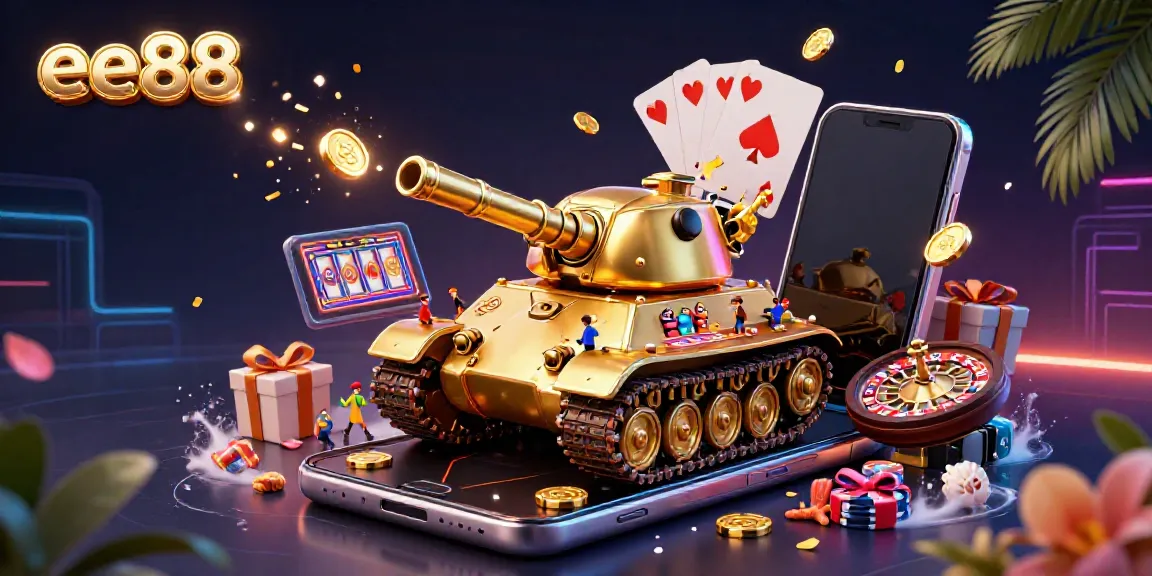 Experience the vibrant mini-casino scene inside a golden beetle tank, showcasing thrilling gameplay in ee88.