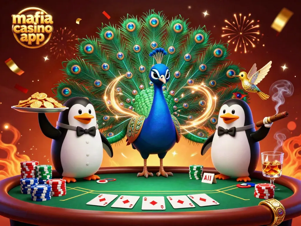 Engage with the exciting mafia casino app featuring vibrant slot elements and gambling characters.